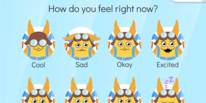 Screenshot from eSpark's mood check-in screen showing several "how do you feel" options for students to choose from.