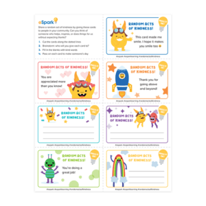 Printable cards for teachers to give out to their students with various kind sayings to spread kindness. 
