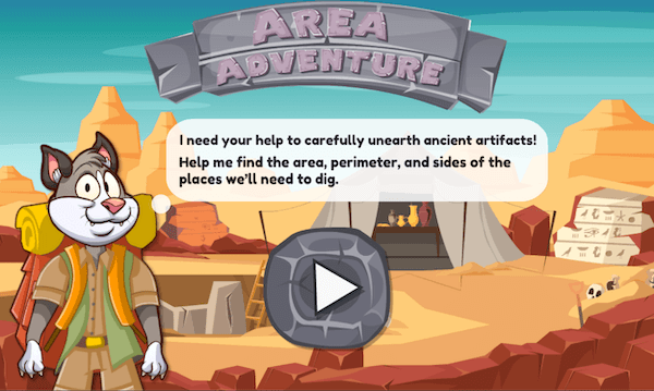 A cat archaeologist stands in front of a dig site to introduce this game