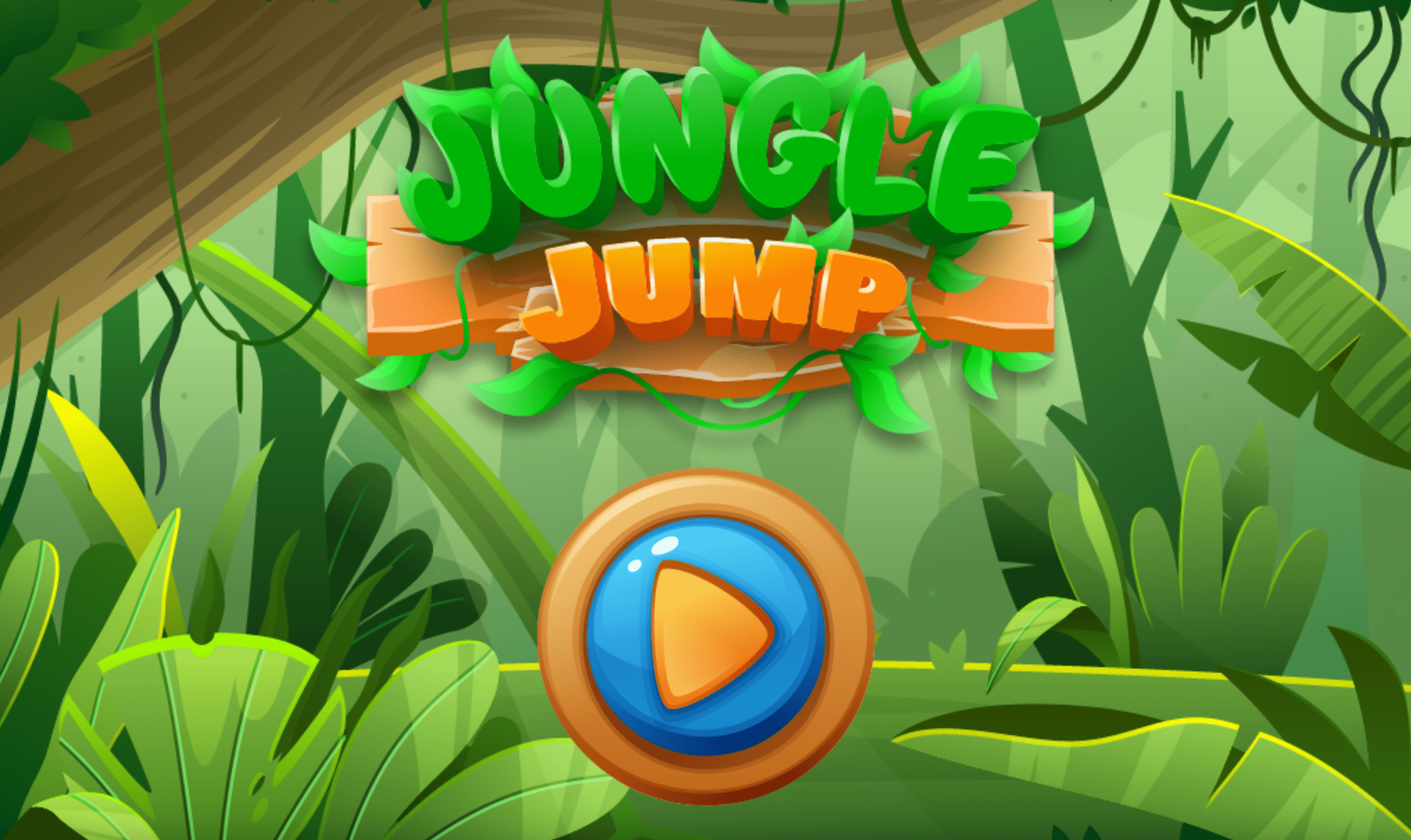 Game title screen featuring a jungle background and a play buton.