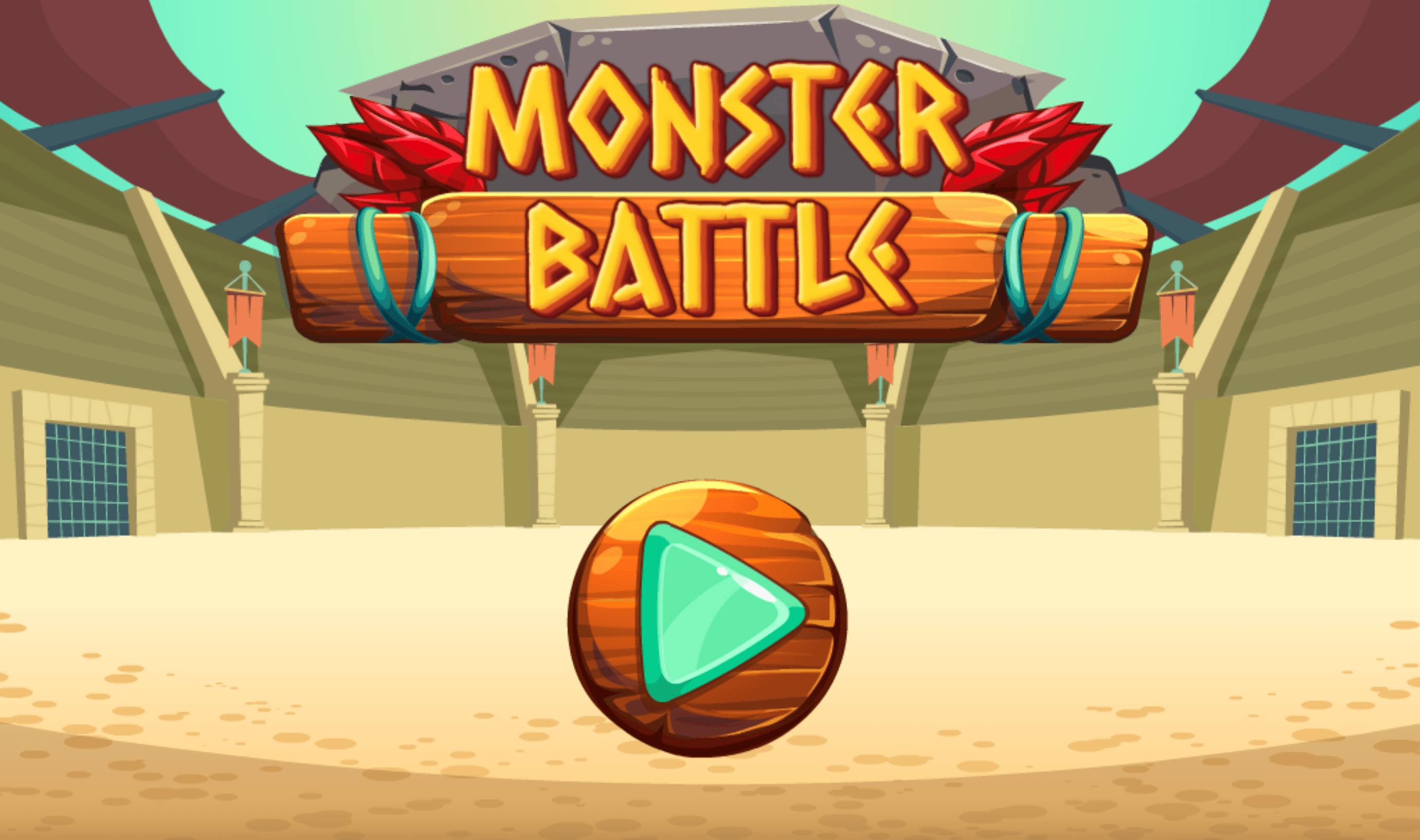 Title screen of a game featuring an arena setting and a play button.
