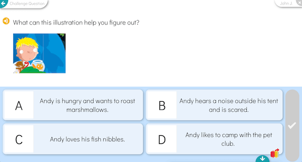 A quiz question with four multiple choice answers