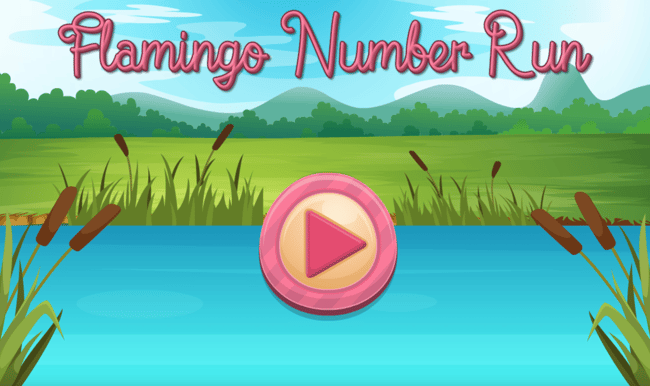 Game title screen featuring a wetlands background and a pink play button.
