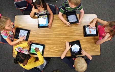 Students learning on iPads