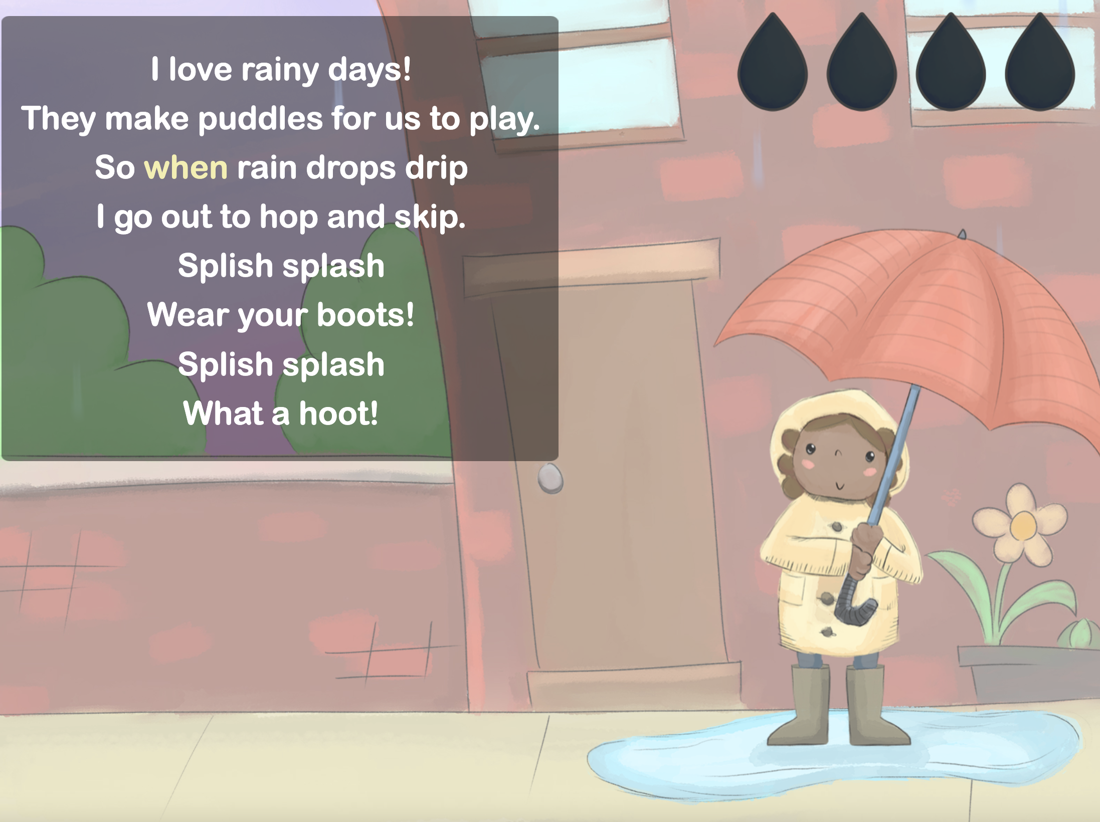 Poem about a girl playing in the rain