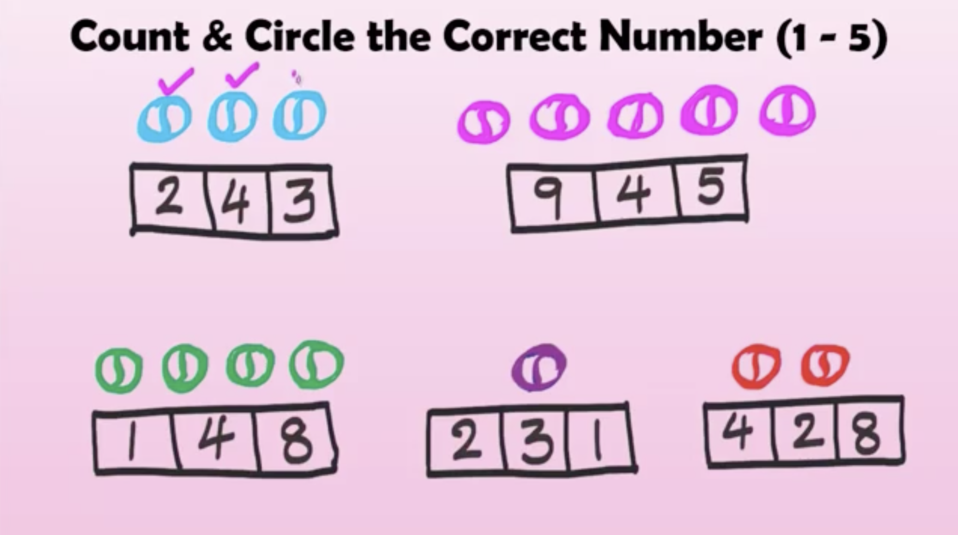 Match the circles to the correct number