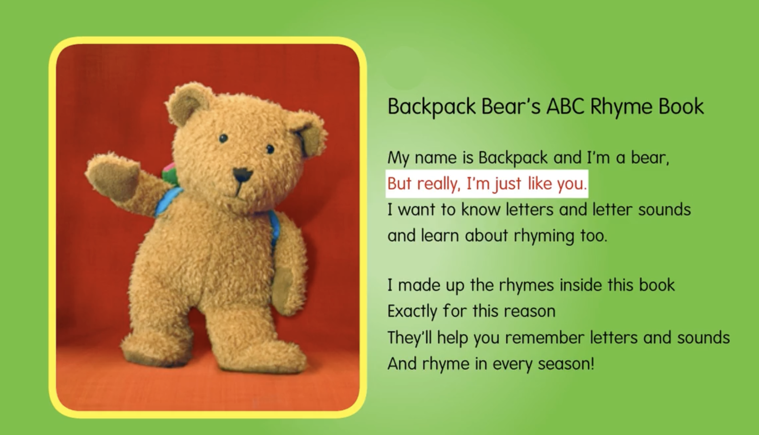 Poem about Backpack Bear