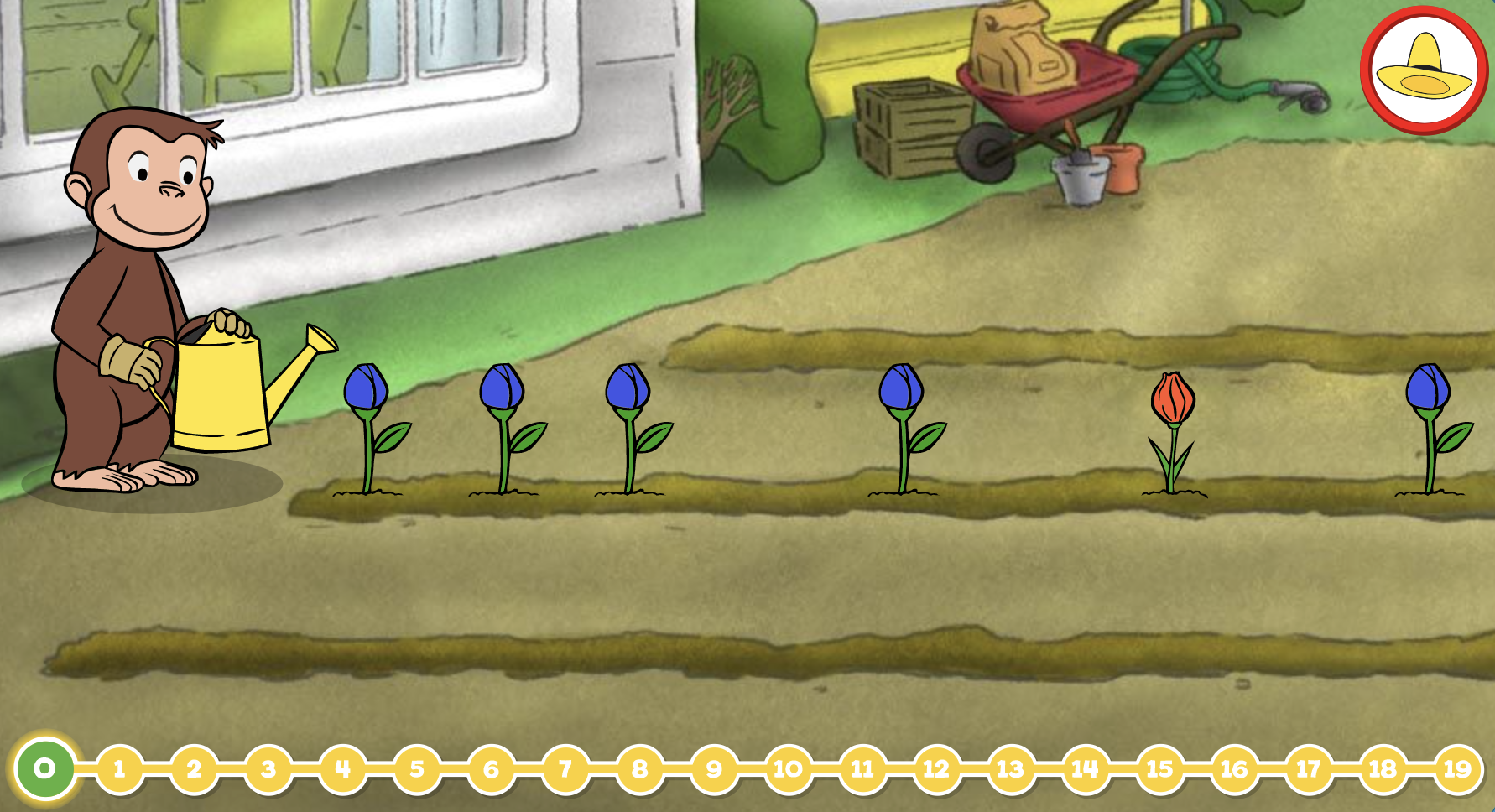 Curious George flower counting game