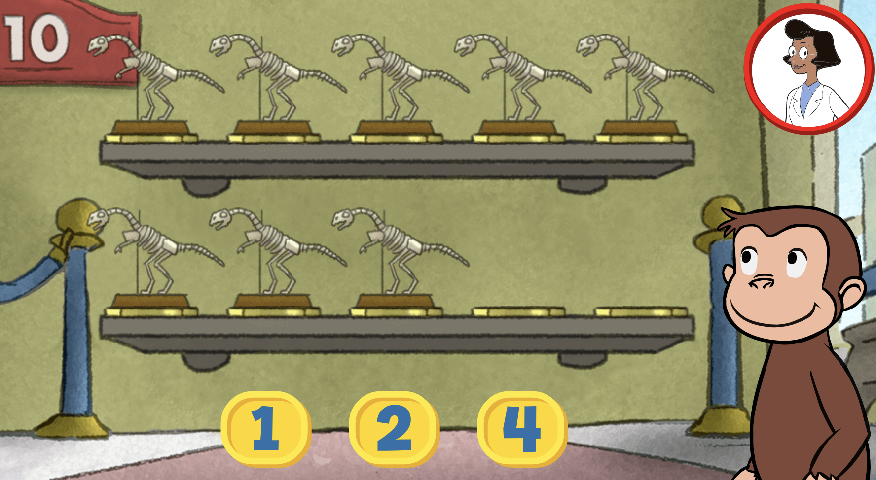 Curious George museum counting game