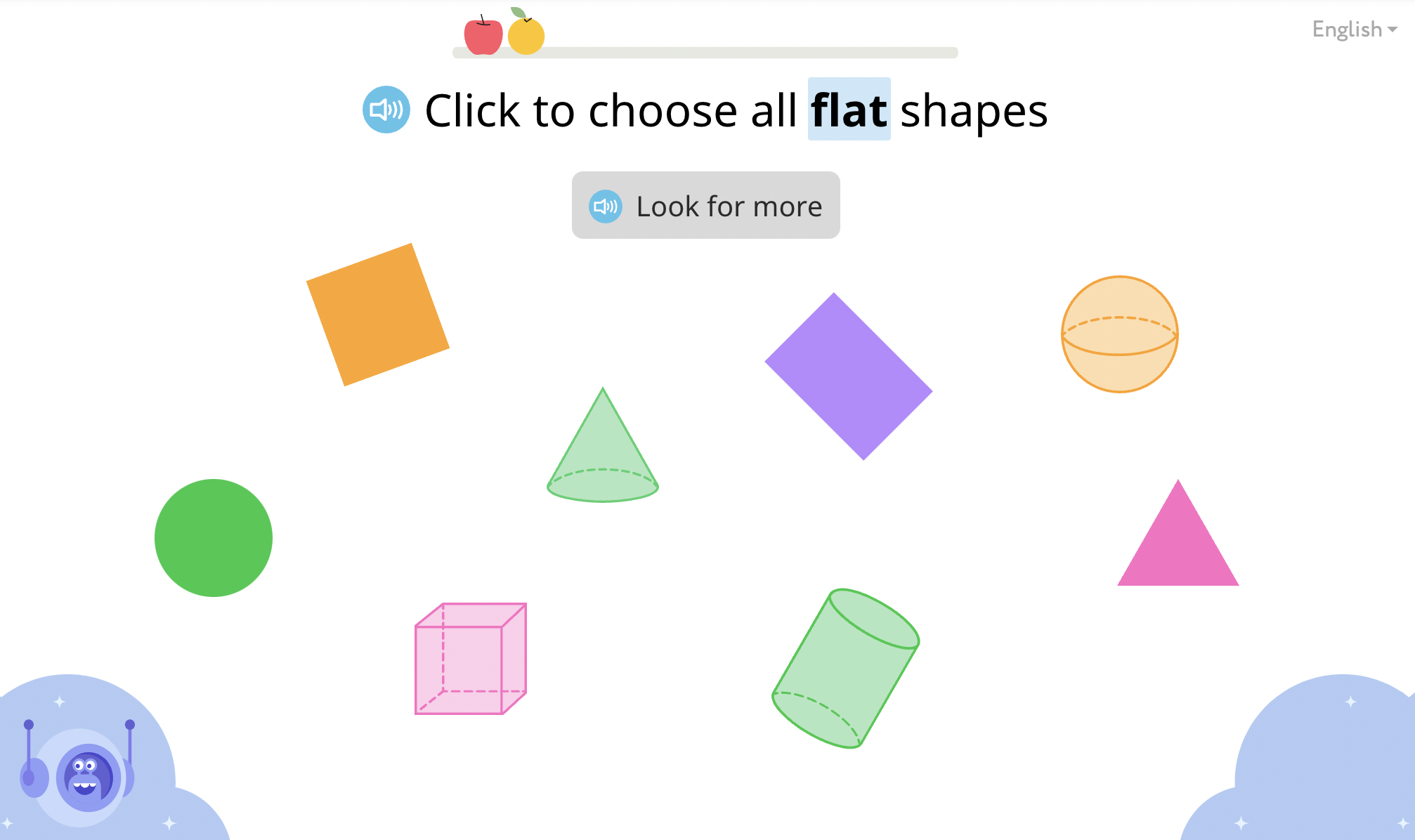 Click on all of the flat shapes