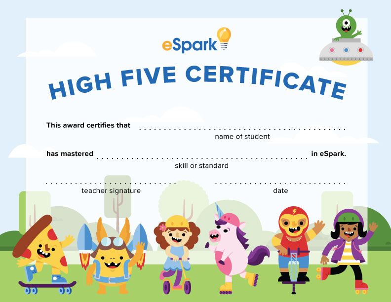 eSpark High Five Certificate 3+