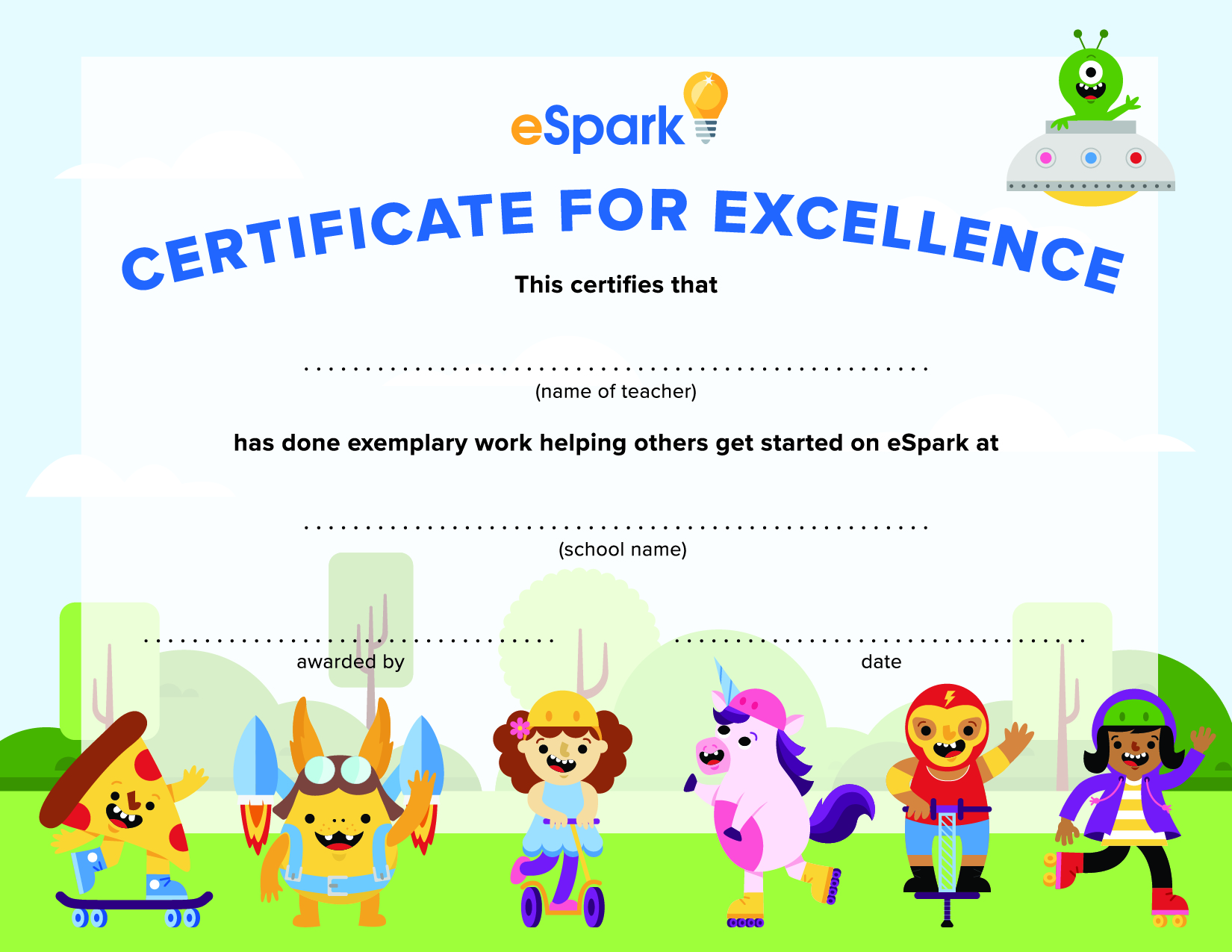 eSpark Excellence Certificate Teacher